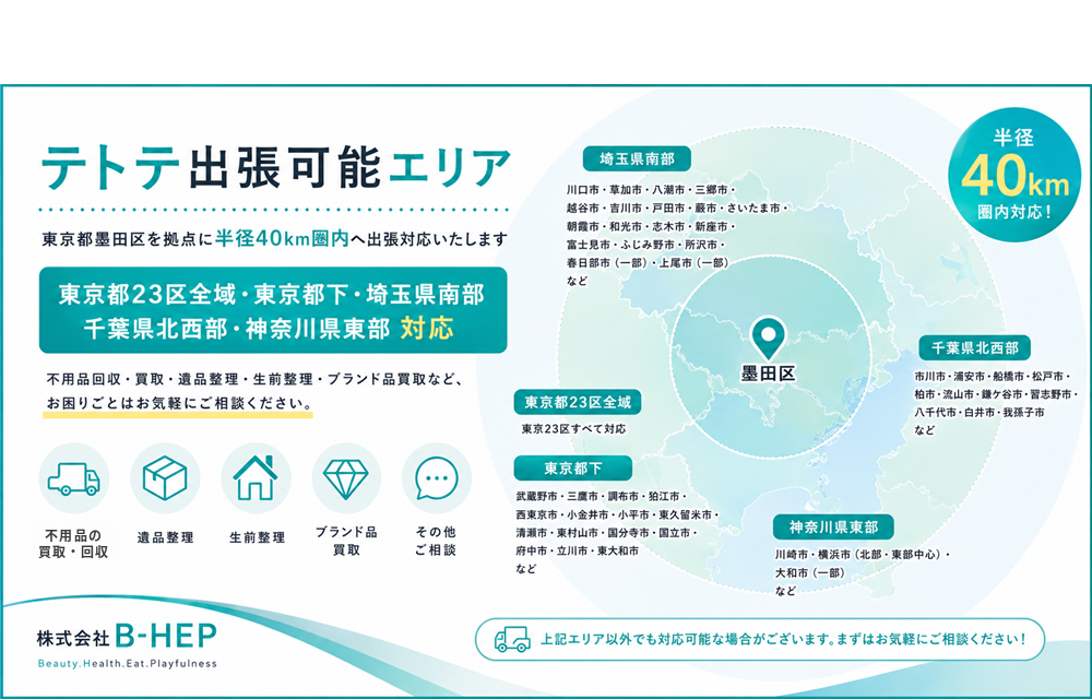 東京都墨田区を拠点に半径40km圏内へ出張対応